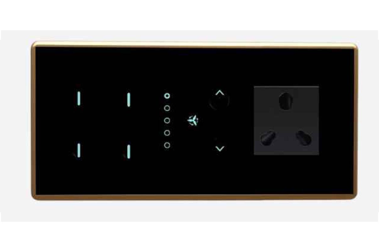 Full Glass Touch 4 Swith 1 Fan 1 Socket (1-10A)