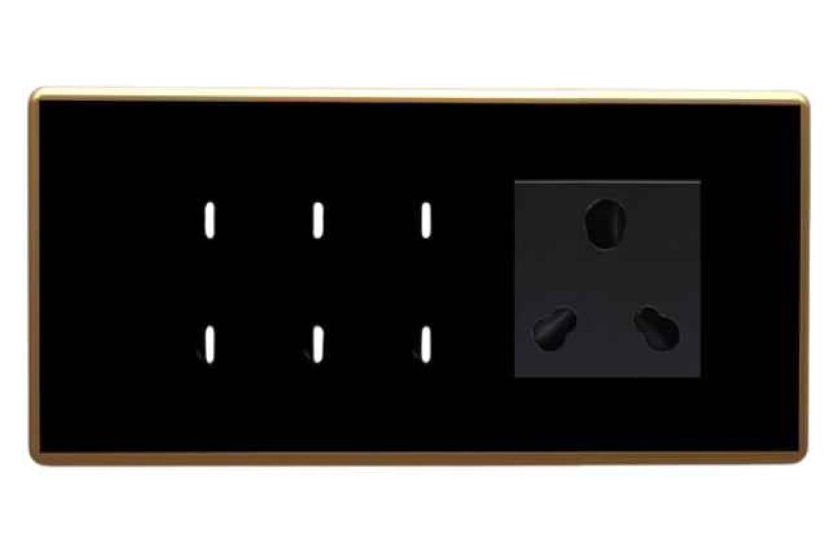 Full Glass Touch 6 Swith (1-25A) 2 Fan 2 Socket (2-10A)