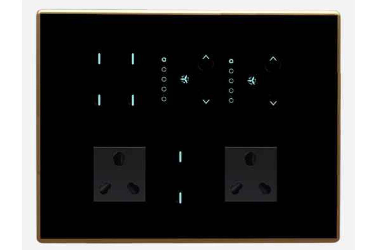 Full Glass Touch 8 Swith (1-25A) 1 Fan 2 Socket (2-10A)
