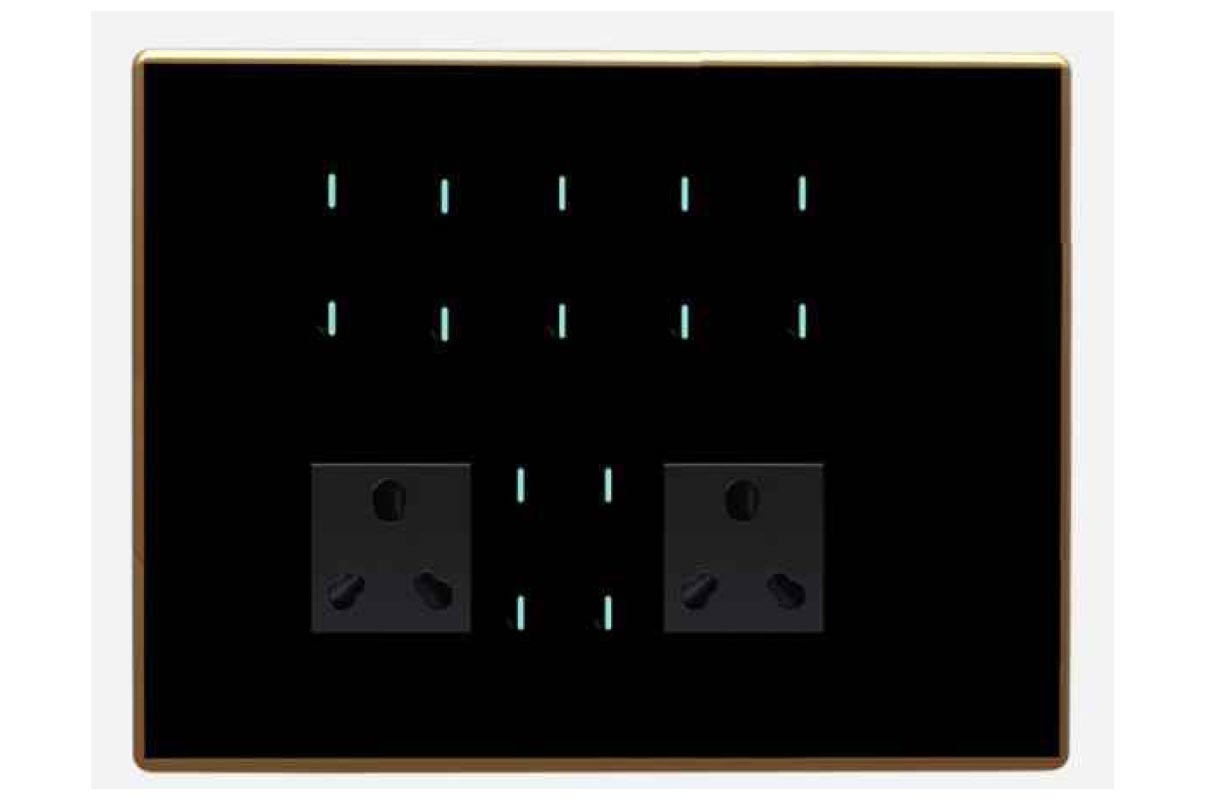 Full Glass Touch 10 Swith (1-25A) 1 Fan 2 Socket (2-10A)