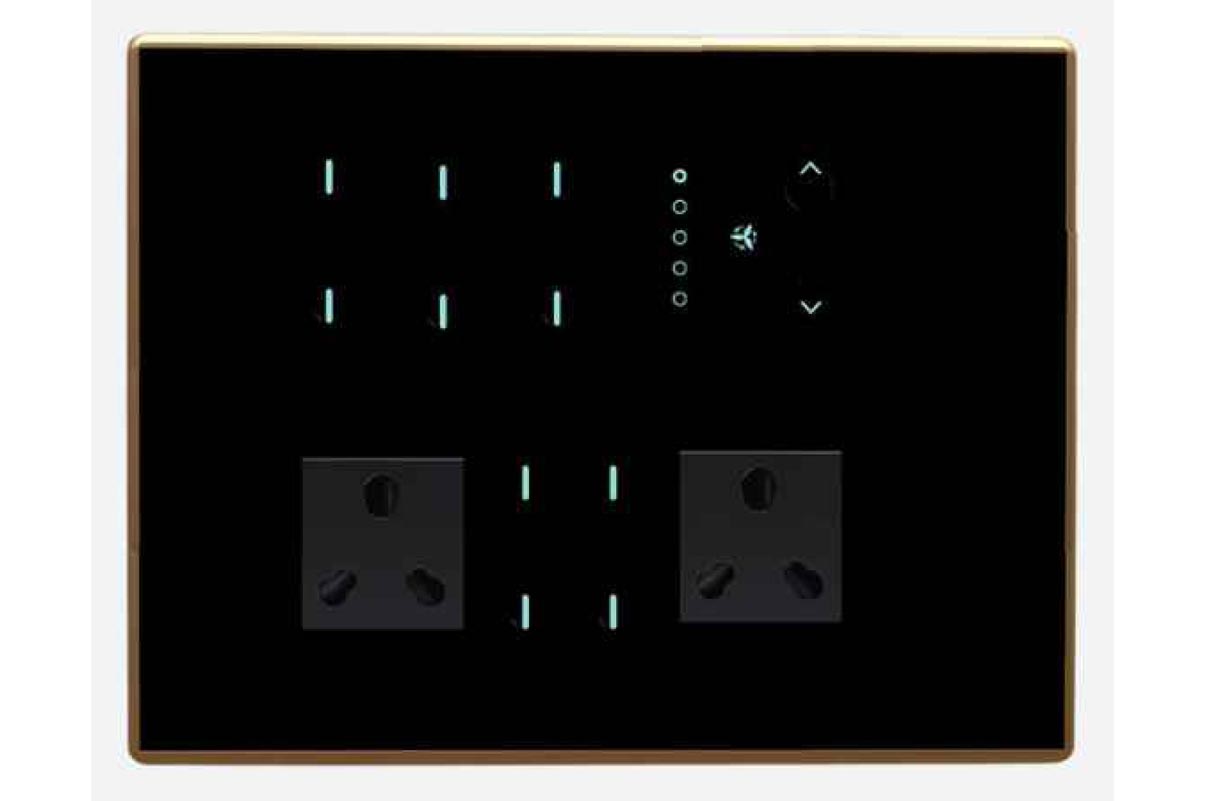 Full Glass Touch 6 Swith (1-25A) 1 Fan 1 Socket (1-10A)