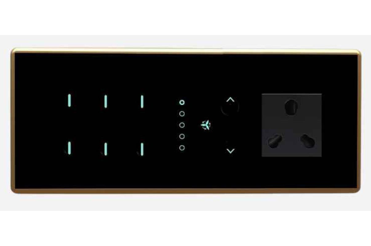 Full Glass Touch 4 Swith 2 Fan 1 Socket (1-10A)