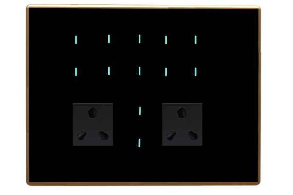 Full Glass Touch 10 Switch (3-25A) 2 Socket (2-10A) 1 Curtain